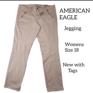 AMERICAN EAGLE OUTFITERS WOMENS JEGGINGS ANKLE SIZE 18 NEW WITH TAGS KHAKI COLOR